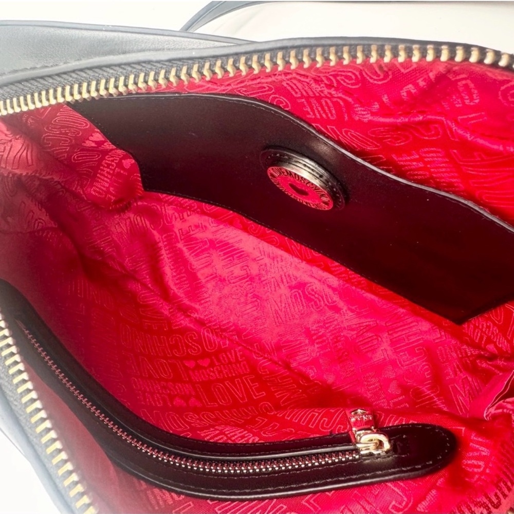 Love Moschino Black Crossbody with Red Heart and White Logo Straps - Picture 7 of 9